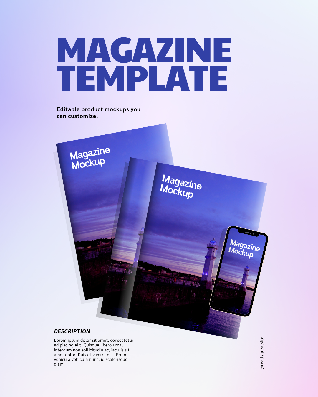 Blue Soft Magazine Mockup Pinterest Pin